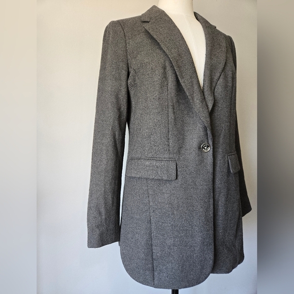 MICHAEL KORS Grey Loghtweight Long Blazer Coat. Size 8 - Picture 2 of 15